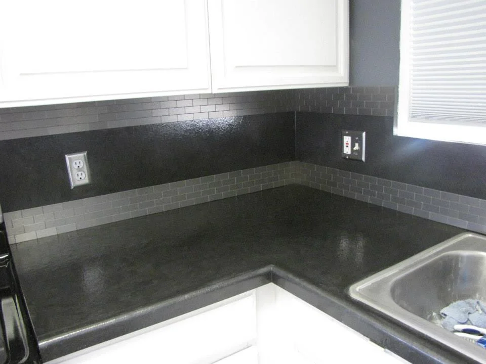 Adhesive backsplash brings it all together.