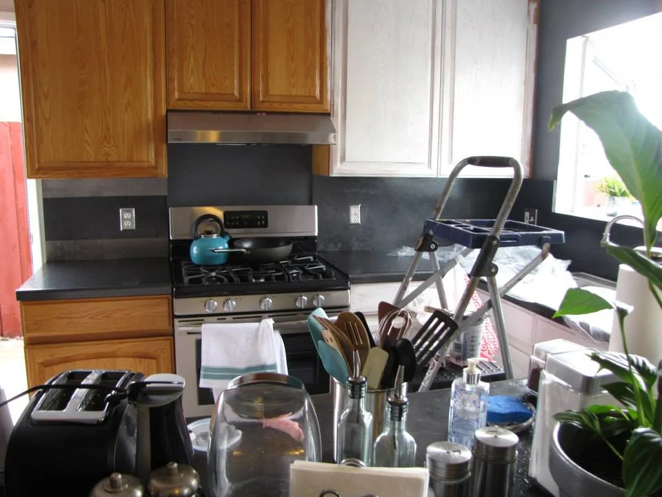 Counters are done, working on the cupboards.