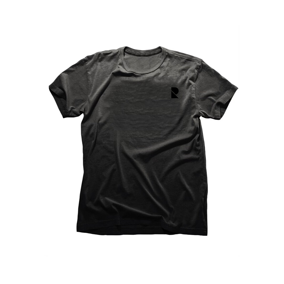 Black T-shirt with black RatPac logo — RatPac Entertainment