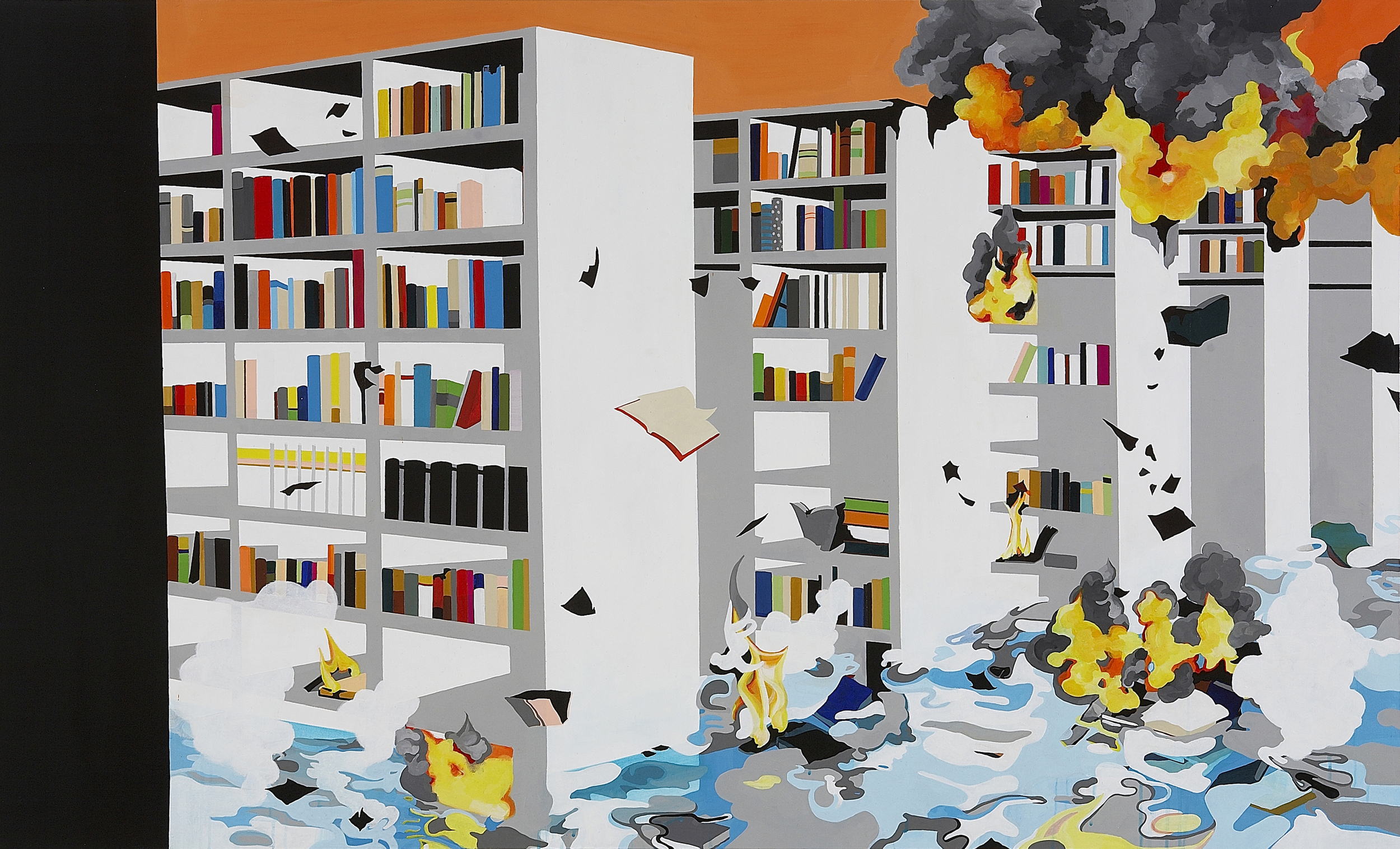 Memory library, acrylic on canvas, 36.2" x 63.7" (92 cm x 162 cm)