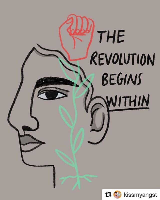 #Repost @kissmyangst ・・・
Be uncomfortable. Be messy. Be open to being wrong. Have tough conversations. Be critical of yourself. Investigate your feelings and actions. Do something about them. Do you know your beliefs? Where did those messages come fr