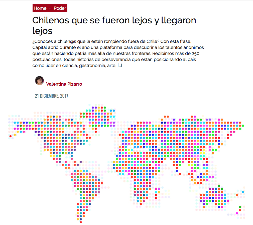 Recognized as one of the top 25 Chileans under 40