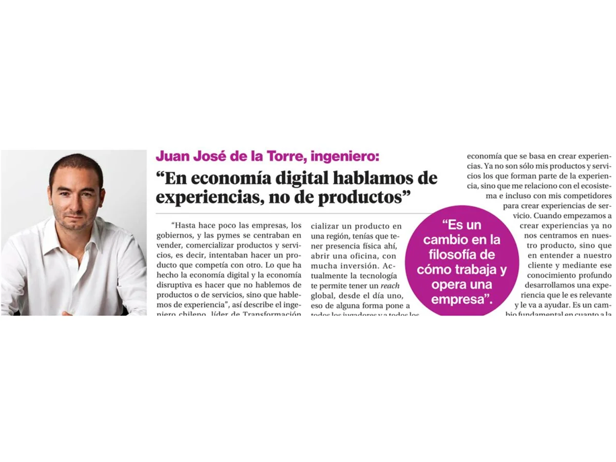 “In digital economy we speak about experiences, no about products"