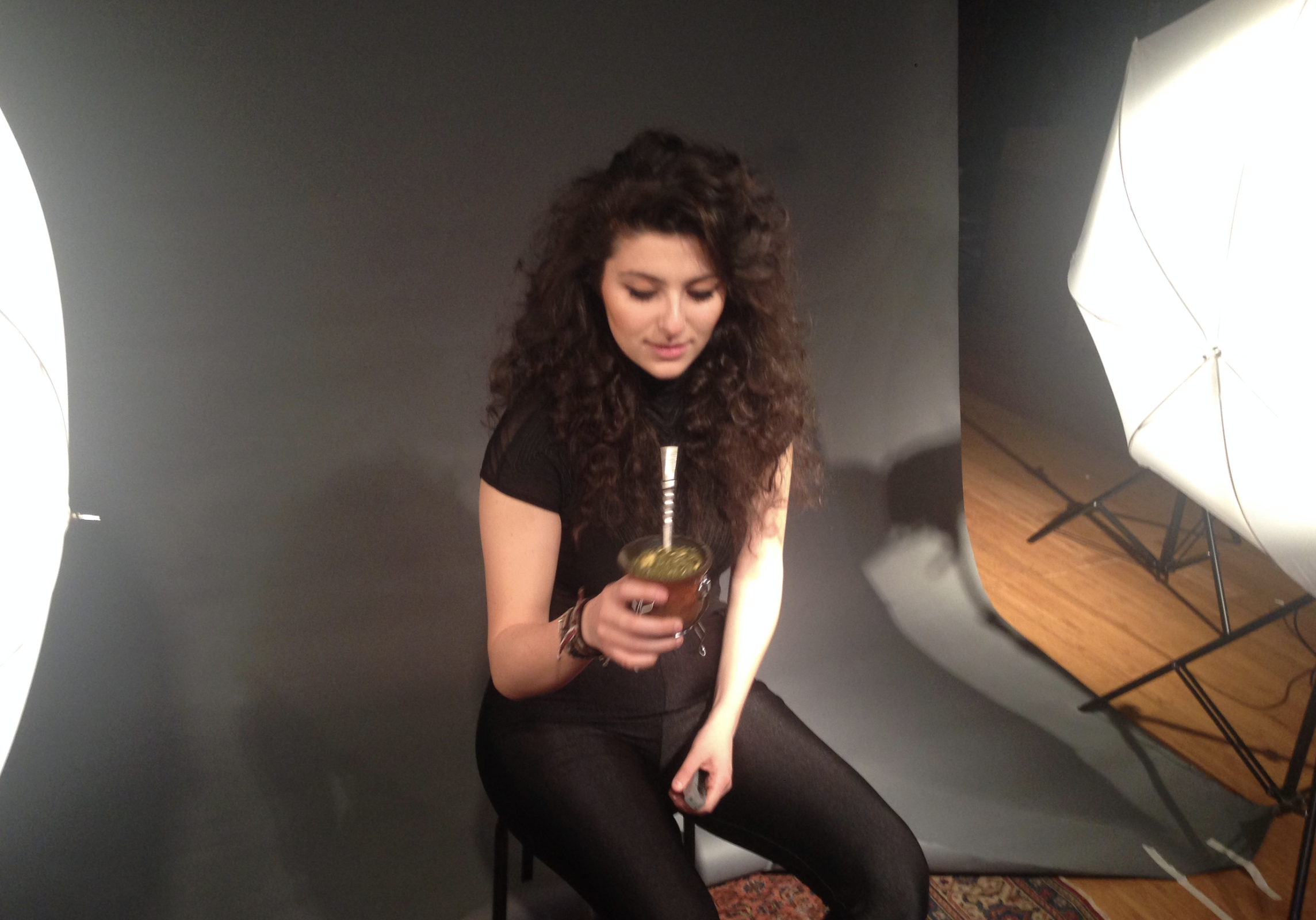 Drinking mate while recording and shooting the music video for "The Little Prince" for upcoming full length album at Studio 42, Brooklyn