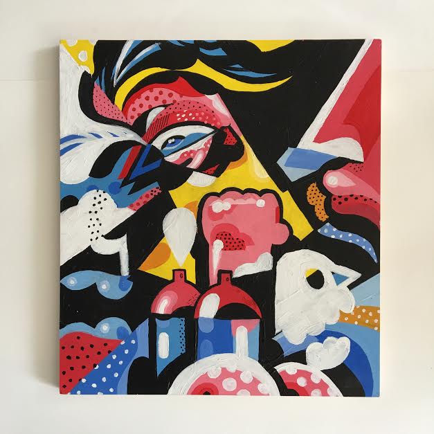  'Fighting spirit' 45 x55 cm acrylic on mounted wood pane. 2015