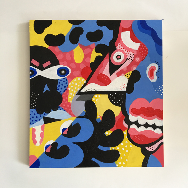  'The darkness ' 45 x55 cm acrylic on mounted wood pane. 2015