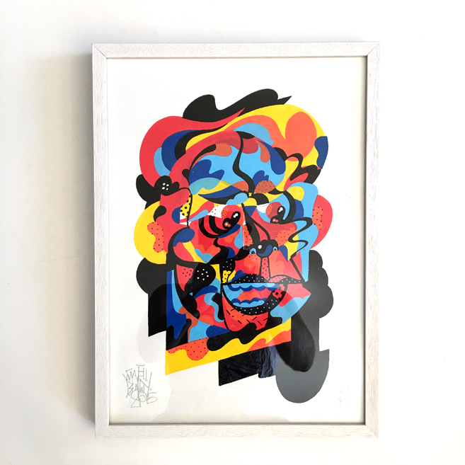  'Anxiety ' A3 drawing acrylic ink on canvas paper framed. 2015