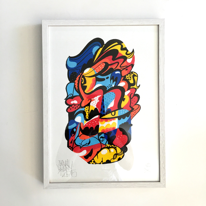  'Conflict'' A3 drawing acrylic ink on canvas paper framed. 2015