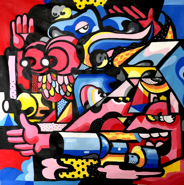  'The power to possess' 100 x 100 cm acrylic on primed cotton. 2015