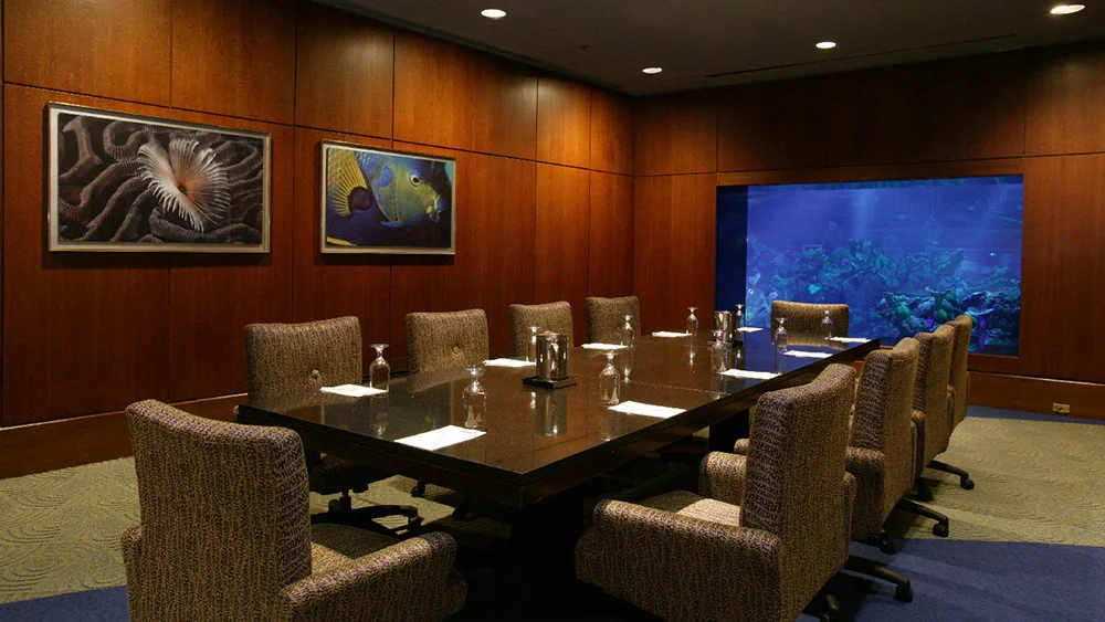 The conference room, with a seriously Dr No vibe.