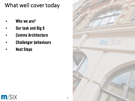 An example slide from the old presentation deck.