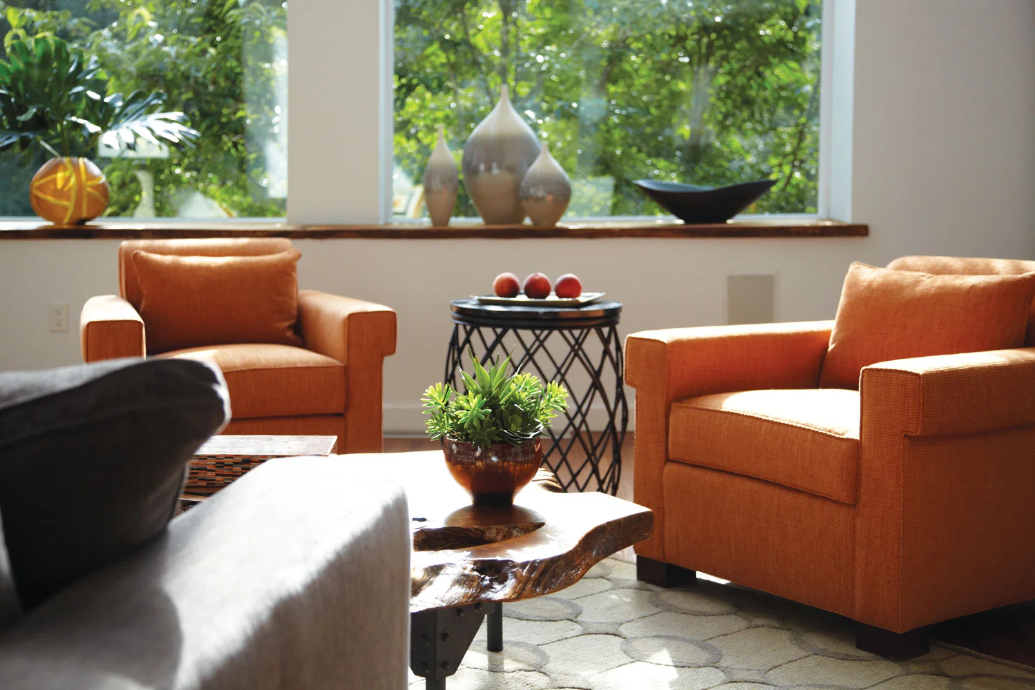 Three vases on window sill
