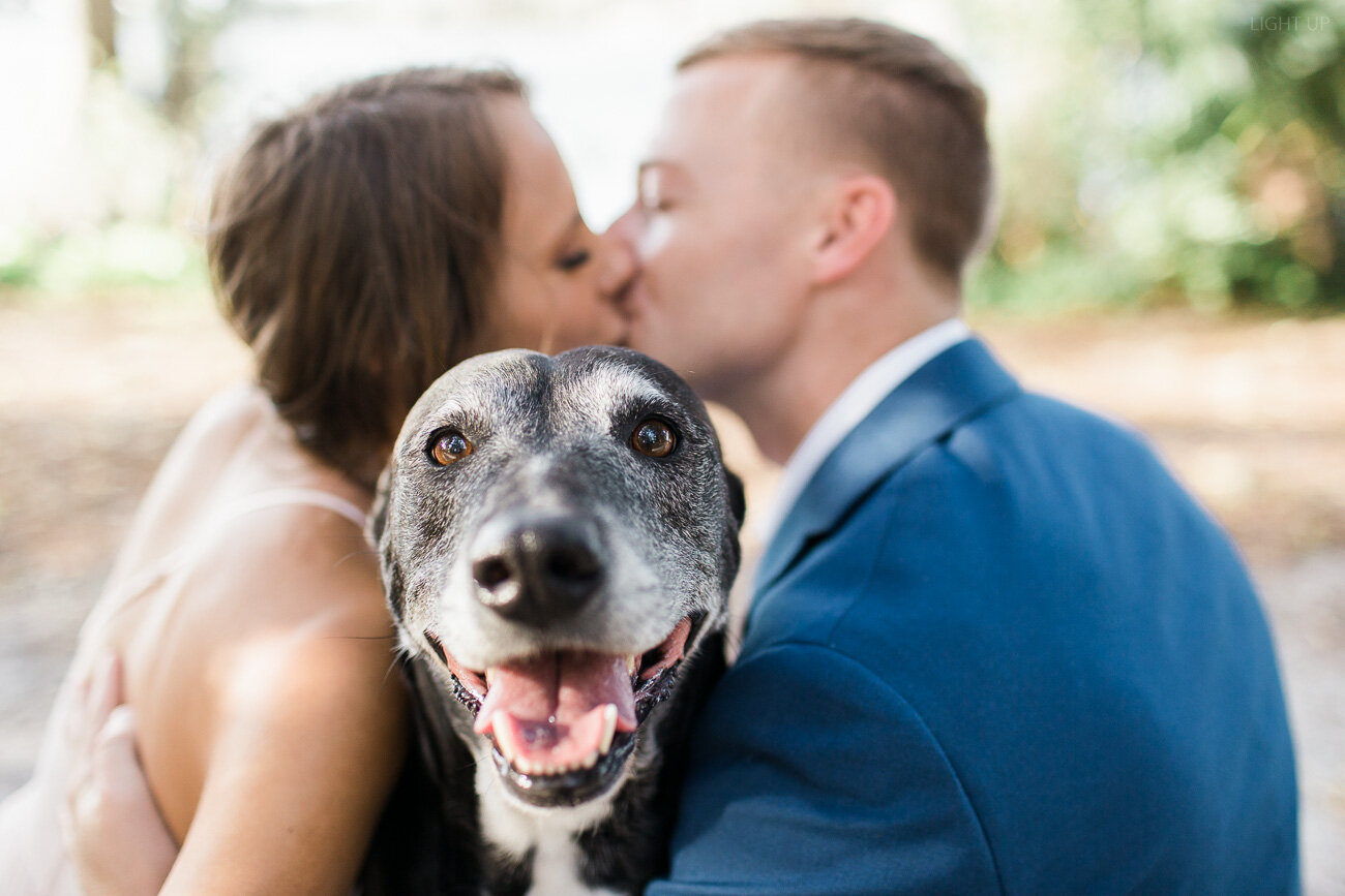 Engagement photo with dog