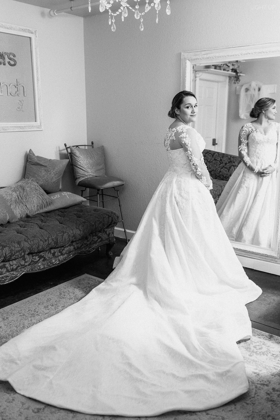 Bride at Baker's Ranch wedding venue