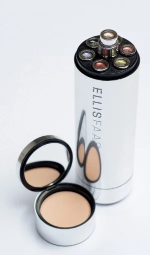 Do you have more than one Ellis Product? Ask about this modern compact holder. It has space to contain a foundation and powder, along with your own customized selection of: concealer, mascara, eye shadows, or lip colors.