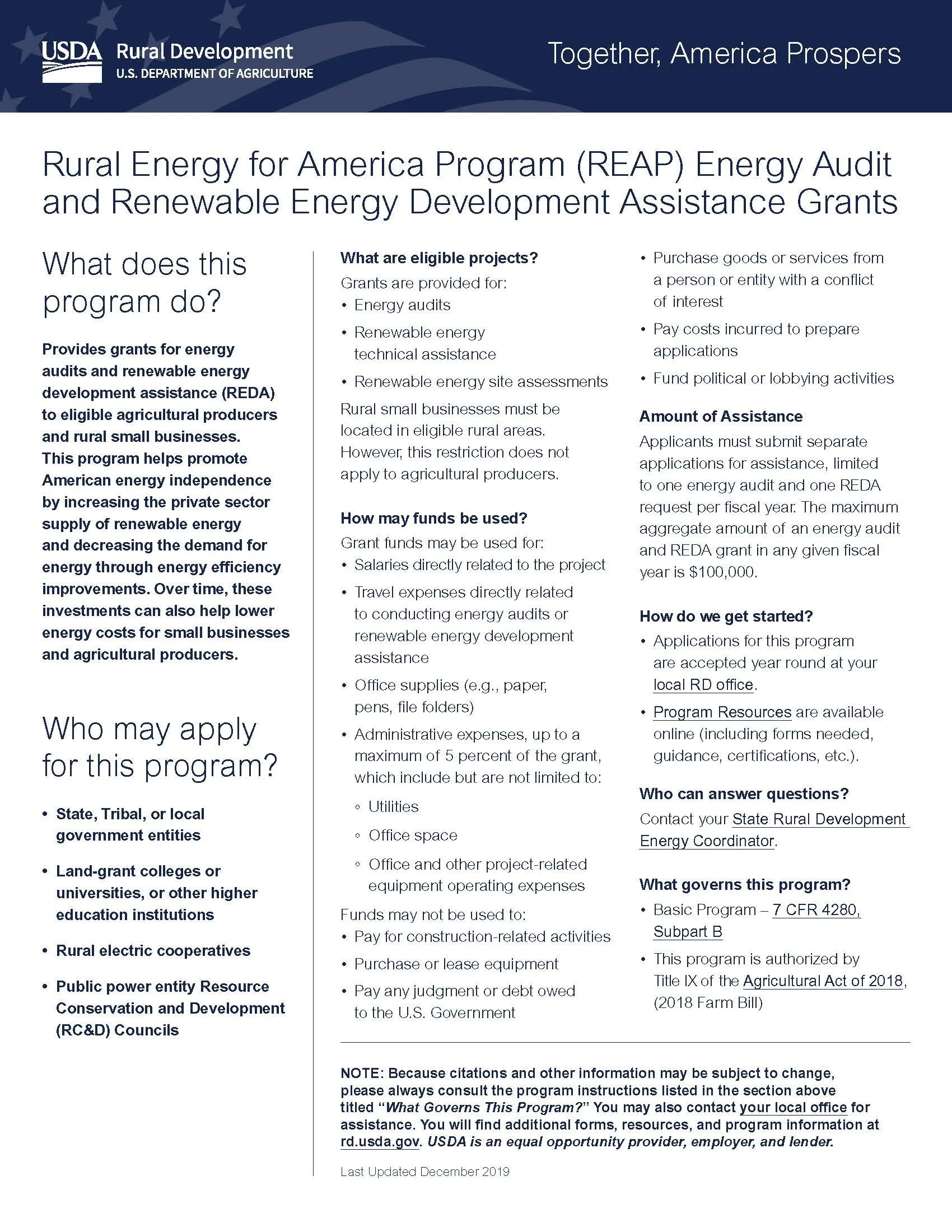 Funding Opportunity: Energy Audit & Renewable Energy Development Assistance Grants