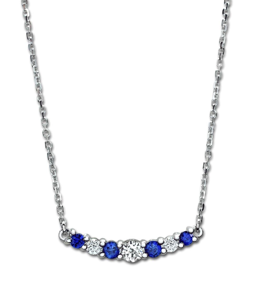 sapphire and diamond bar necklace