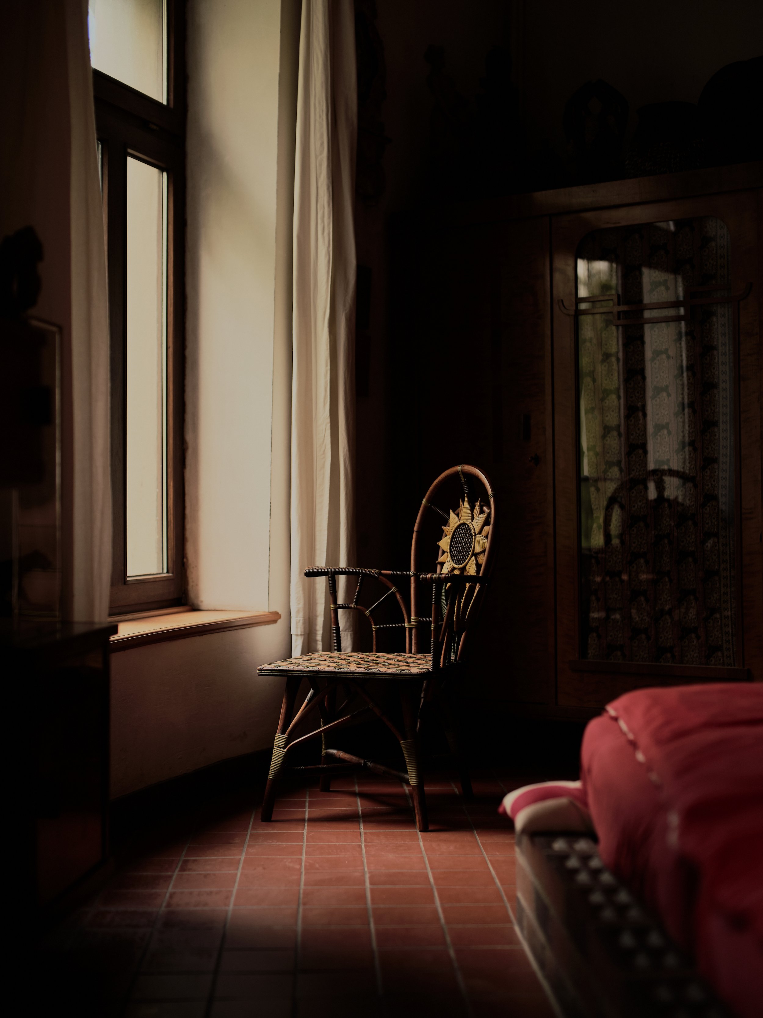  A chair in the bedroom on the first floor.  