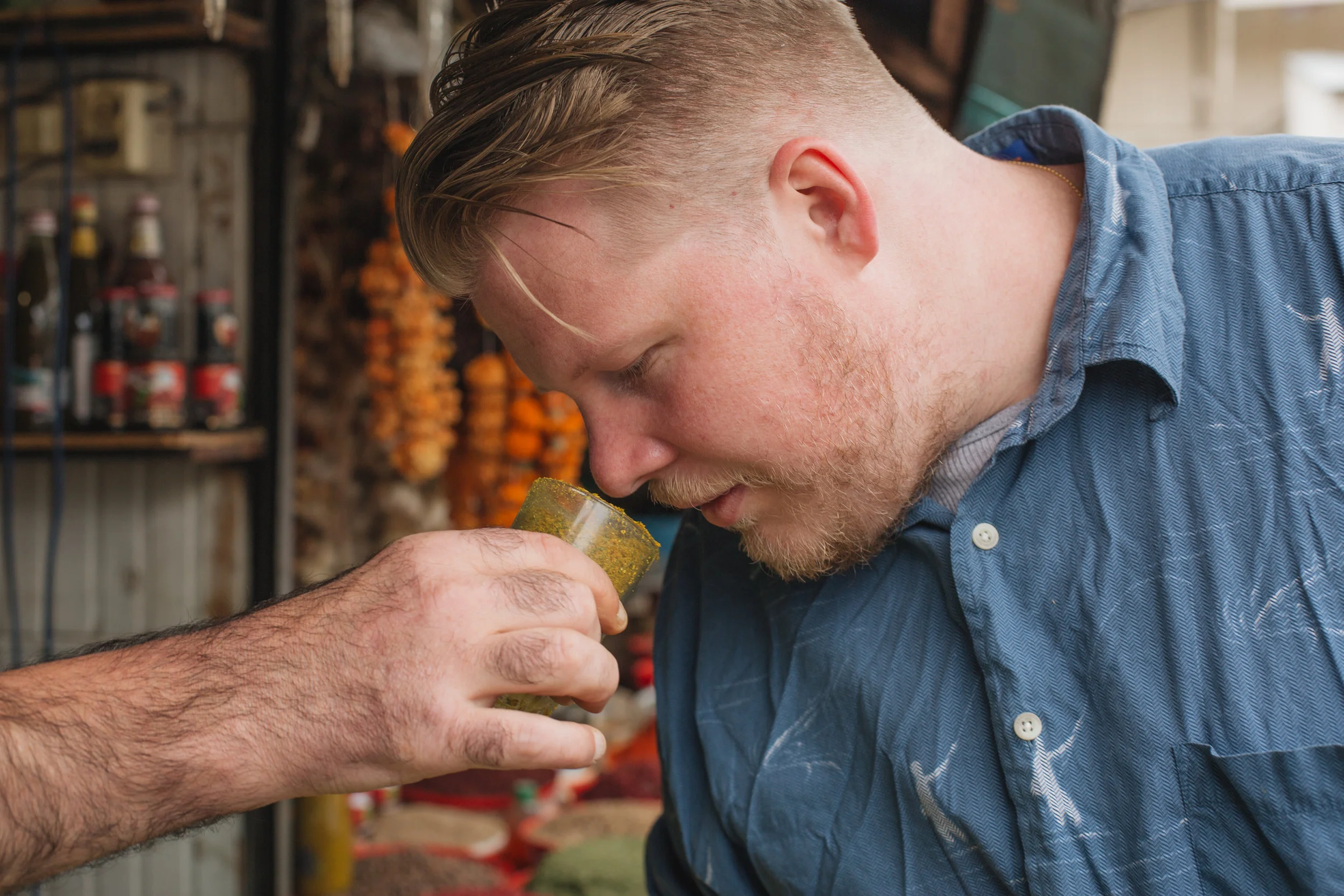 Executive Chef Gerald Addison sampling Georgian spices