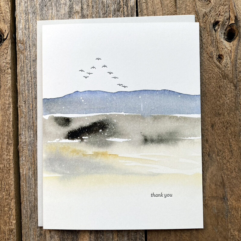 Thank You Letterpress and Watercolor Card 4021 | Lark Press