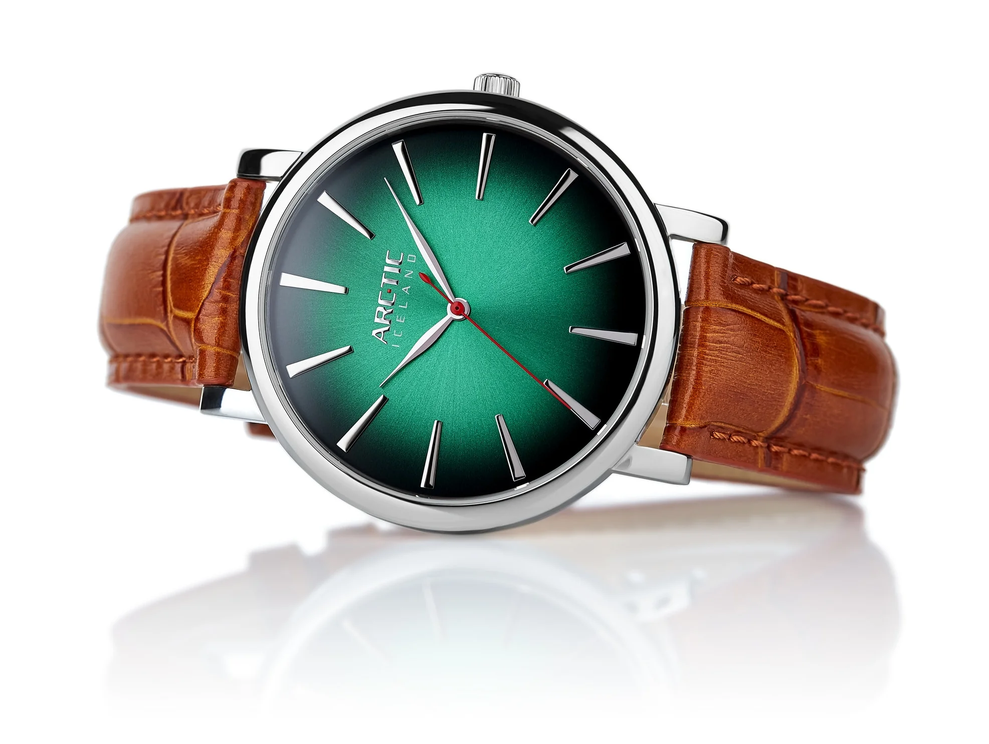 ARC-TIC Iceland Retro Green 42mm or 36mm with brown leather strap - Learn More