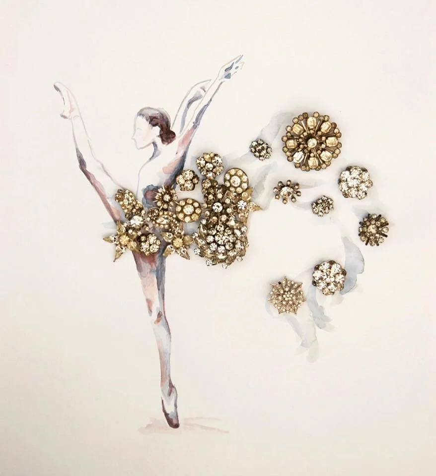 An image from the body of work Heirloom Anthology at the Ballet , created by Christine Hilbert , the Winter 2016 Artist-in-Residence.