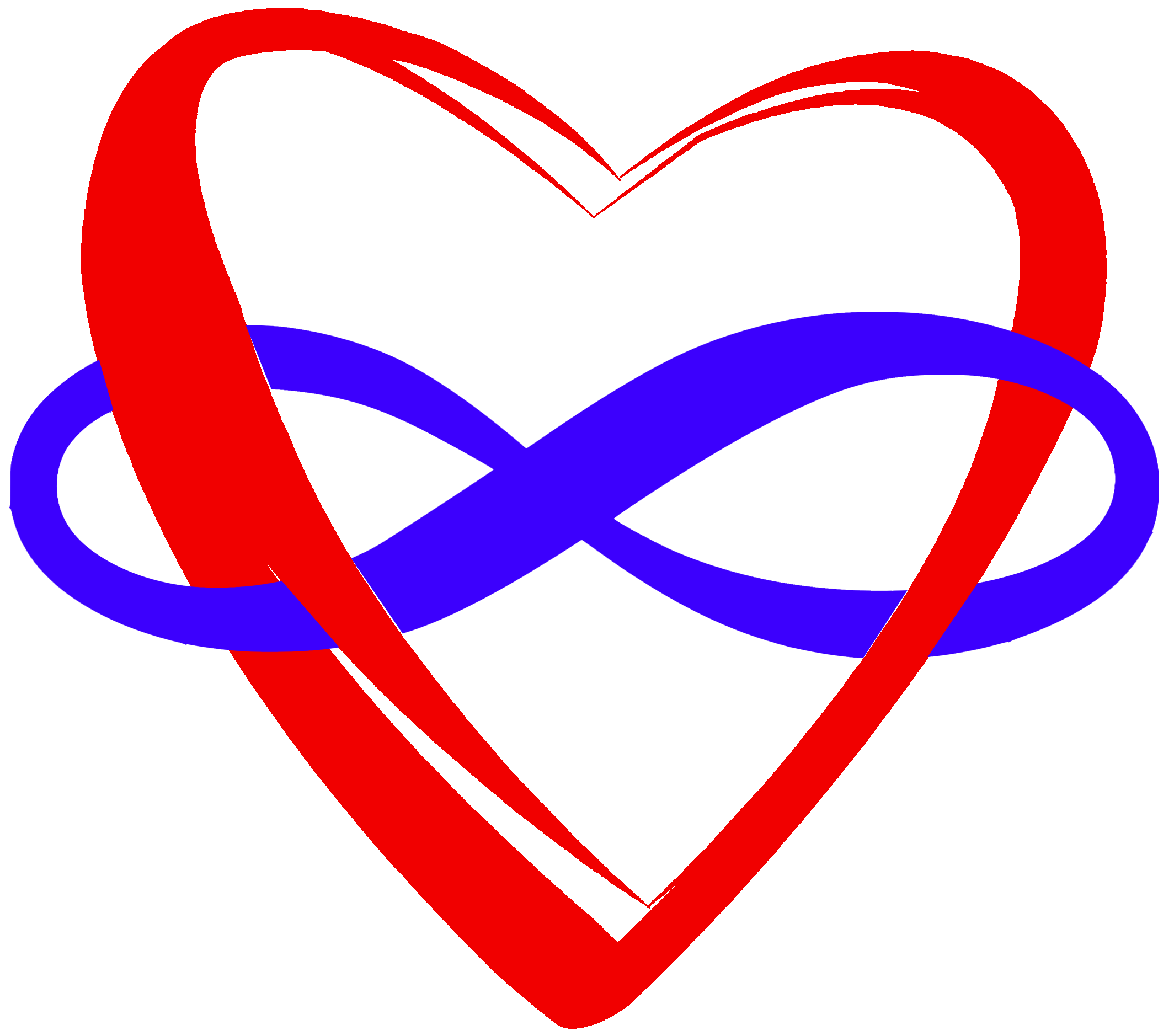 Red heart with blue infinity symbol