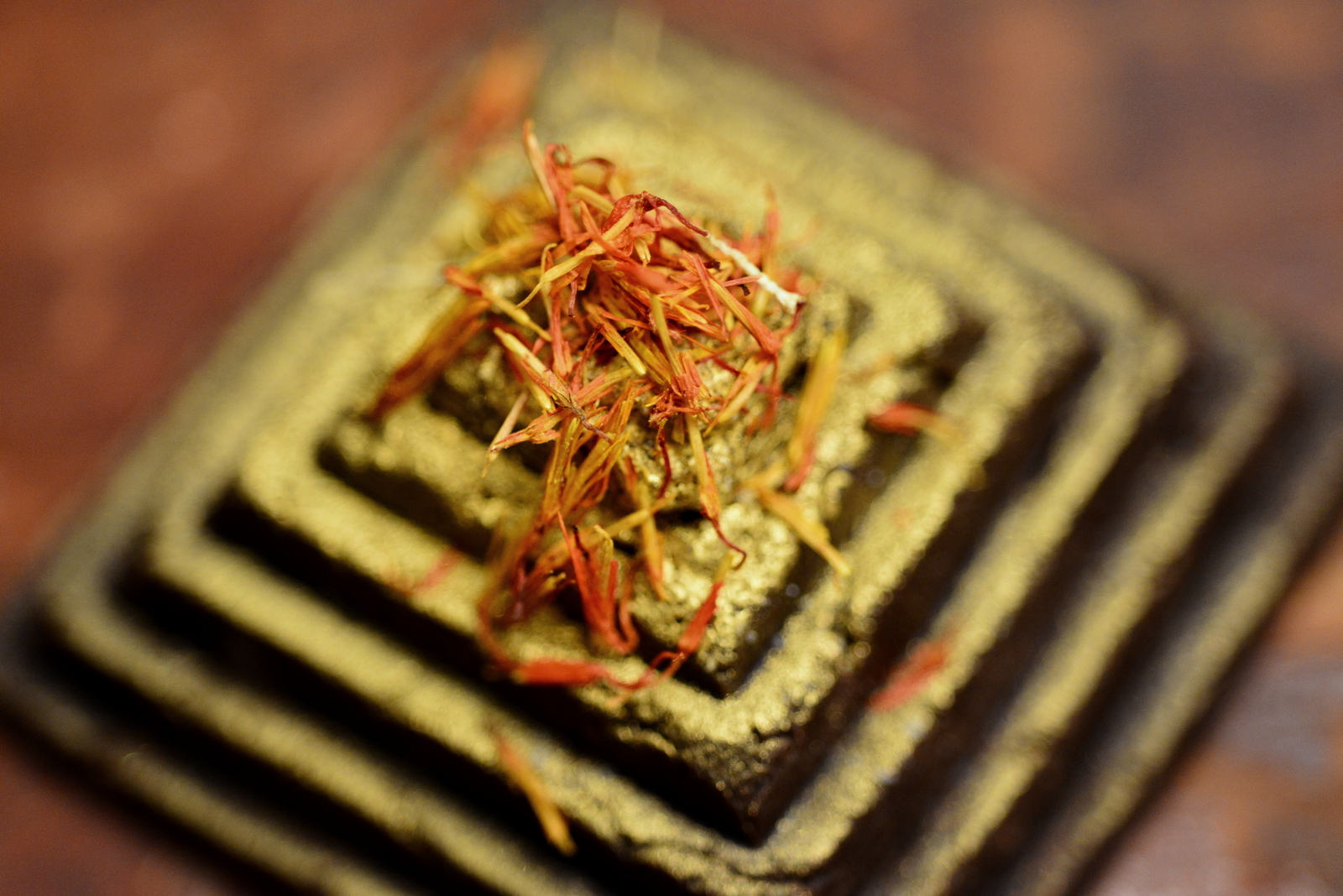 Chocolate Fudge Ziggurat with Saffron Ambergris and Gold (1) Photo Paul Singer (lo-res).JPG