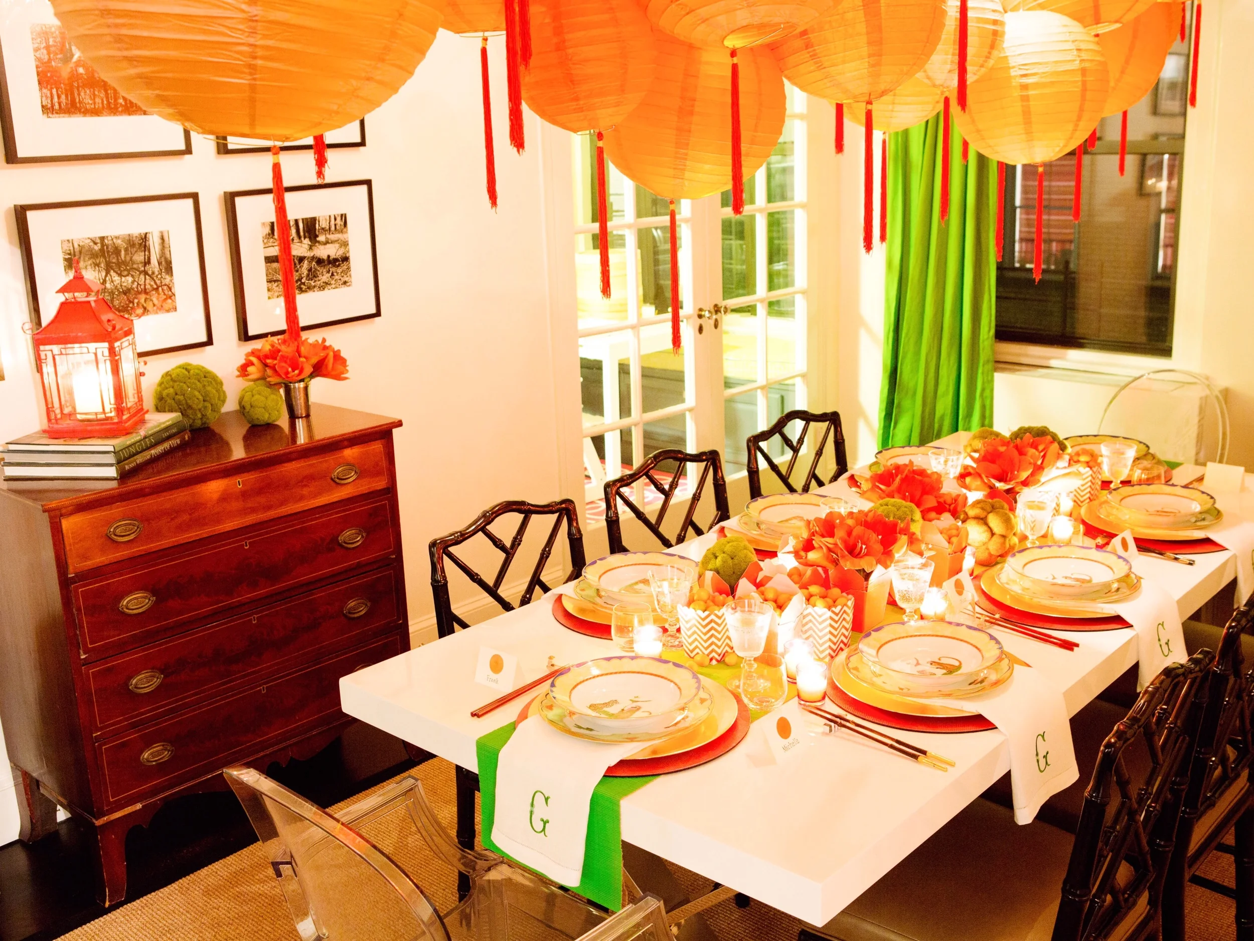 With candles lit, the bright colors of the table felt warm and inviting!