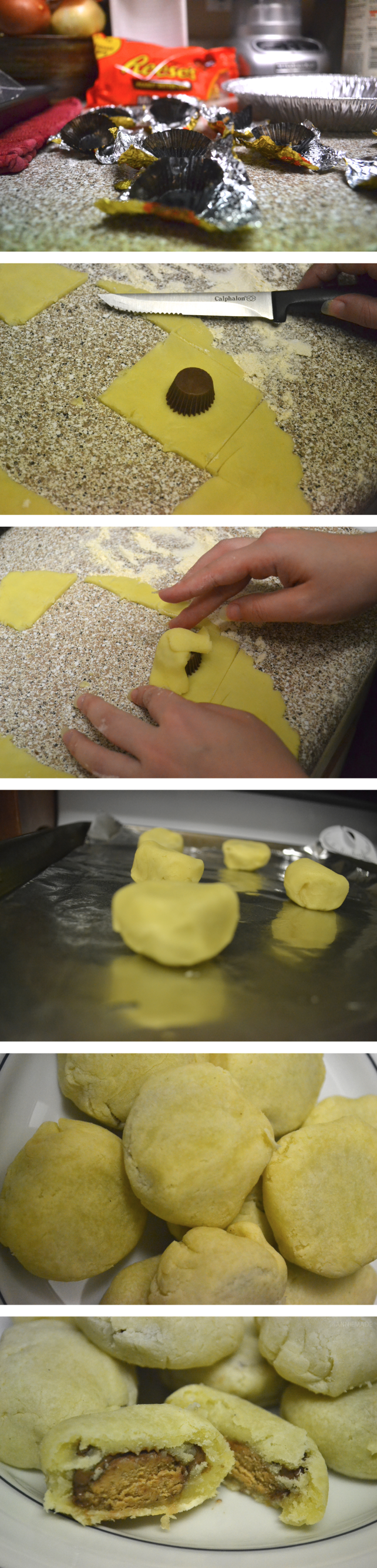 anniemade // Gluten-free optional Reese's Peanut Butter Cup Stuffed Pie Crust Bites - Super easy recipe with two ingredients