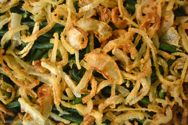 anniemade // Gluten-Free Green Bean Casserole with easy gluten-free fried onions! Perfect for holidays