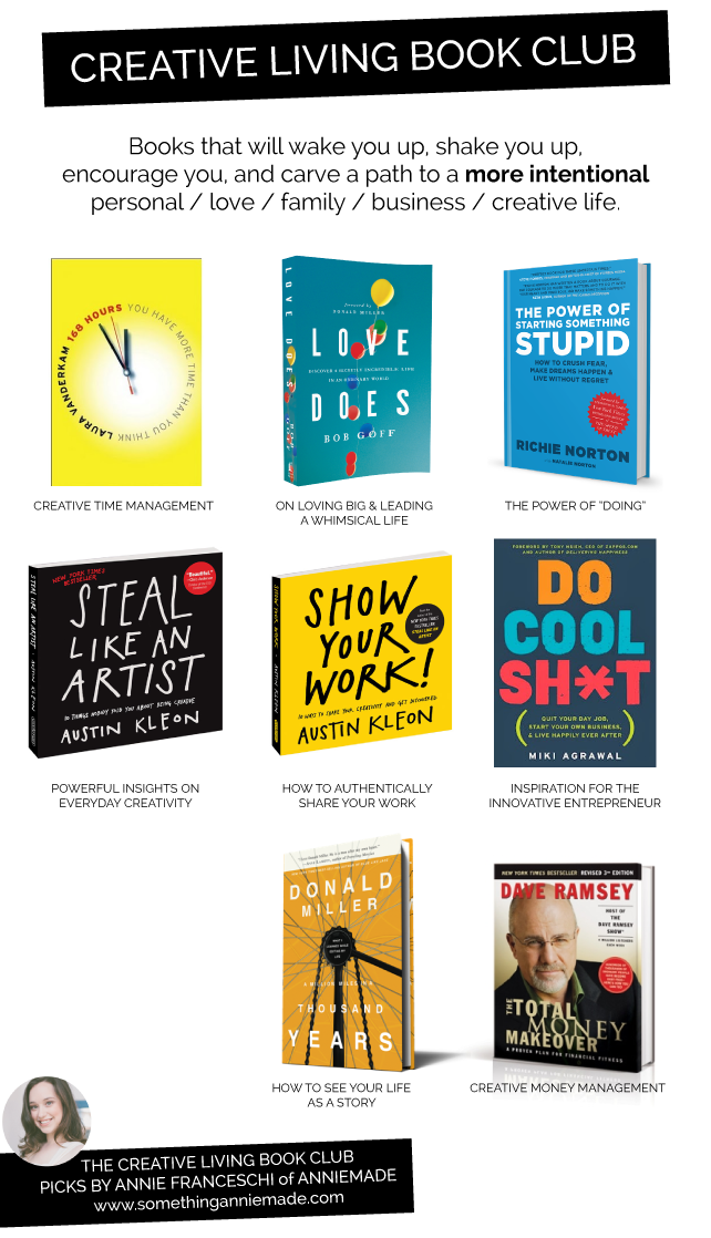 anniemade Creative Living Book Club // Book recommendations for works that will wake you up, shake you up, encourage you, and carve a path to a more intentional personal / love / family / business / creative life