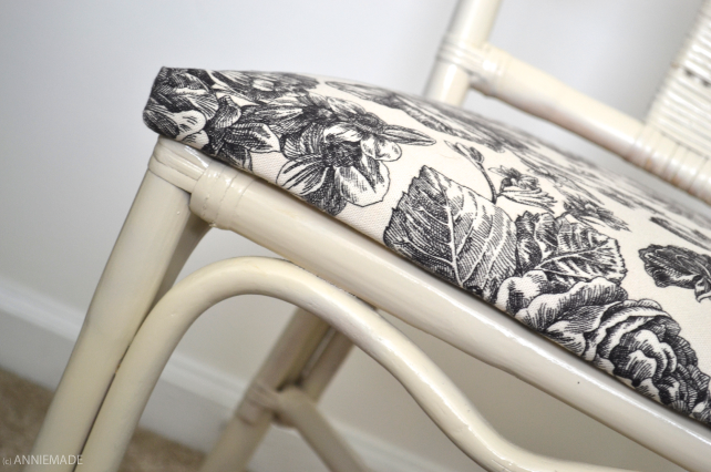 anniemade // DIY Pink Wicker Table and Chair Set Makeover - Spray paint and fabric re-do