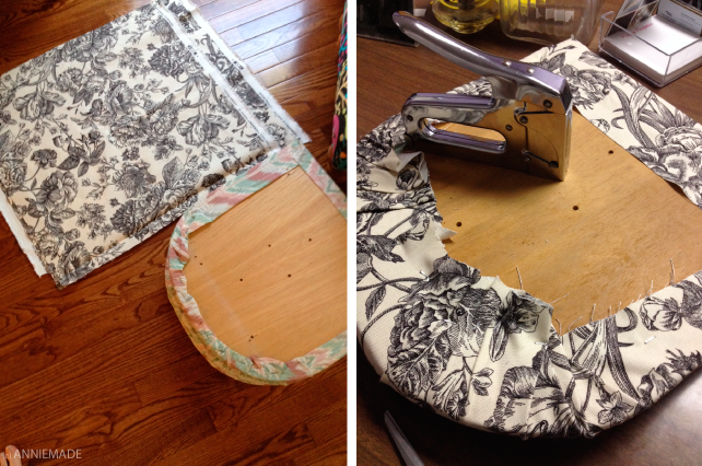anniemade // DIY Pink Wicker Table and Chair Set Makeover - Spray paint and fabric re-do