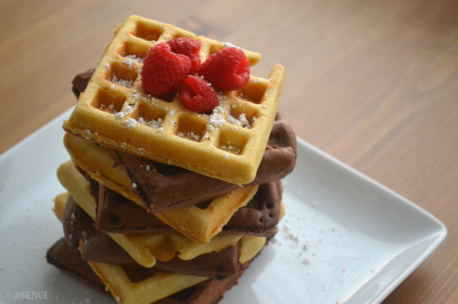 anniemade // Vanilla and Chocolate Ice Cream Doughnut Waffles that are also gluten-free - Amazing!
