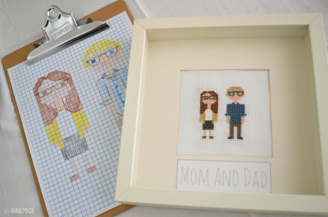 anniemade // Custom Mom and Dad Cross-Sitch for a Baby's Nursery