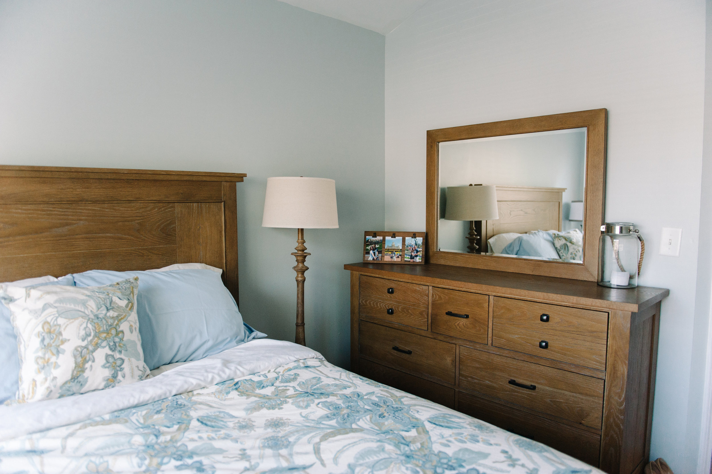 anniemade | Master Bedroom with Wood Dresser | photo by Faith Teasley Photography