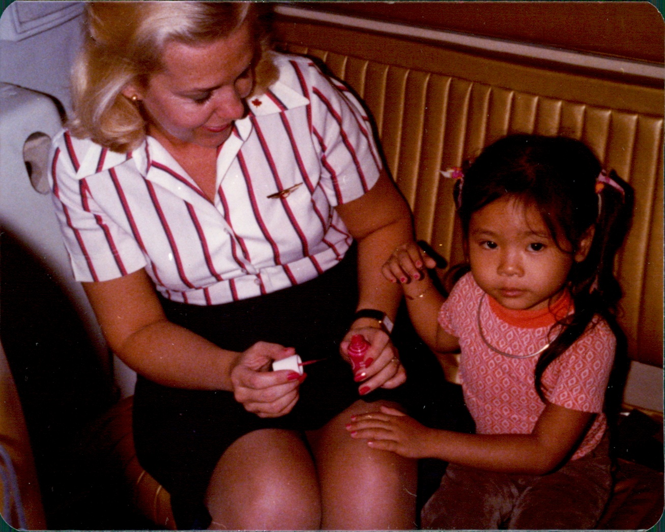  Lillian&nbsp;(Marsh) Wright painting nails with little girl. 
