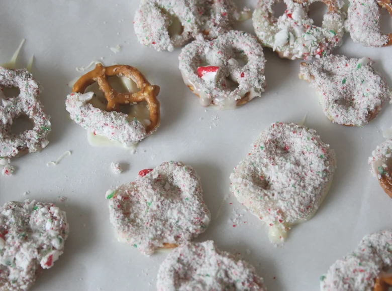 White Chocolate Candy Cane Pretzels