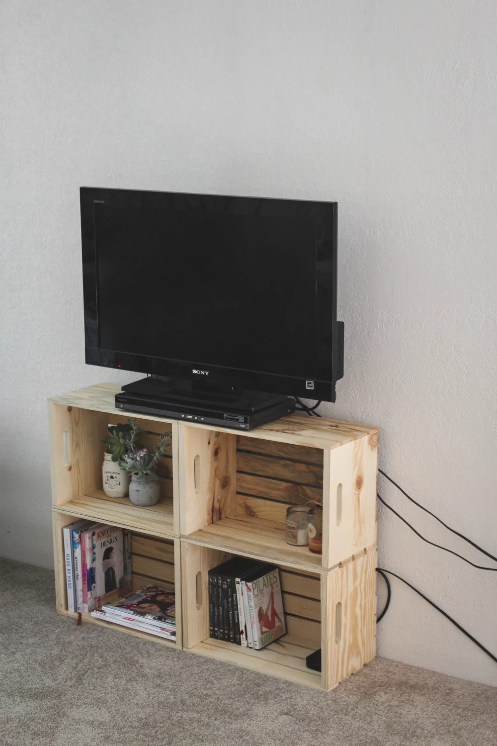 Diy Crate Tv Stand Cashmere Plaid Diy Crate Tv Stand Cashmere Plaid