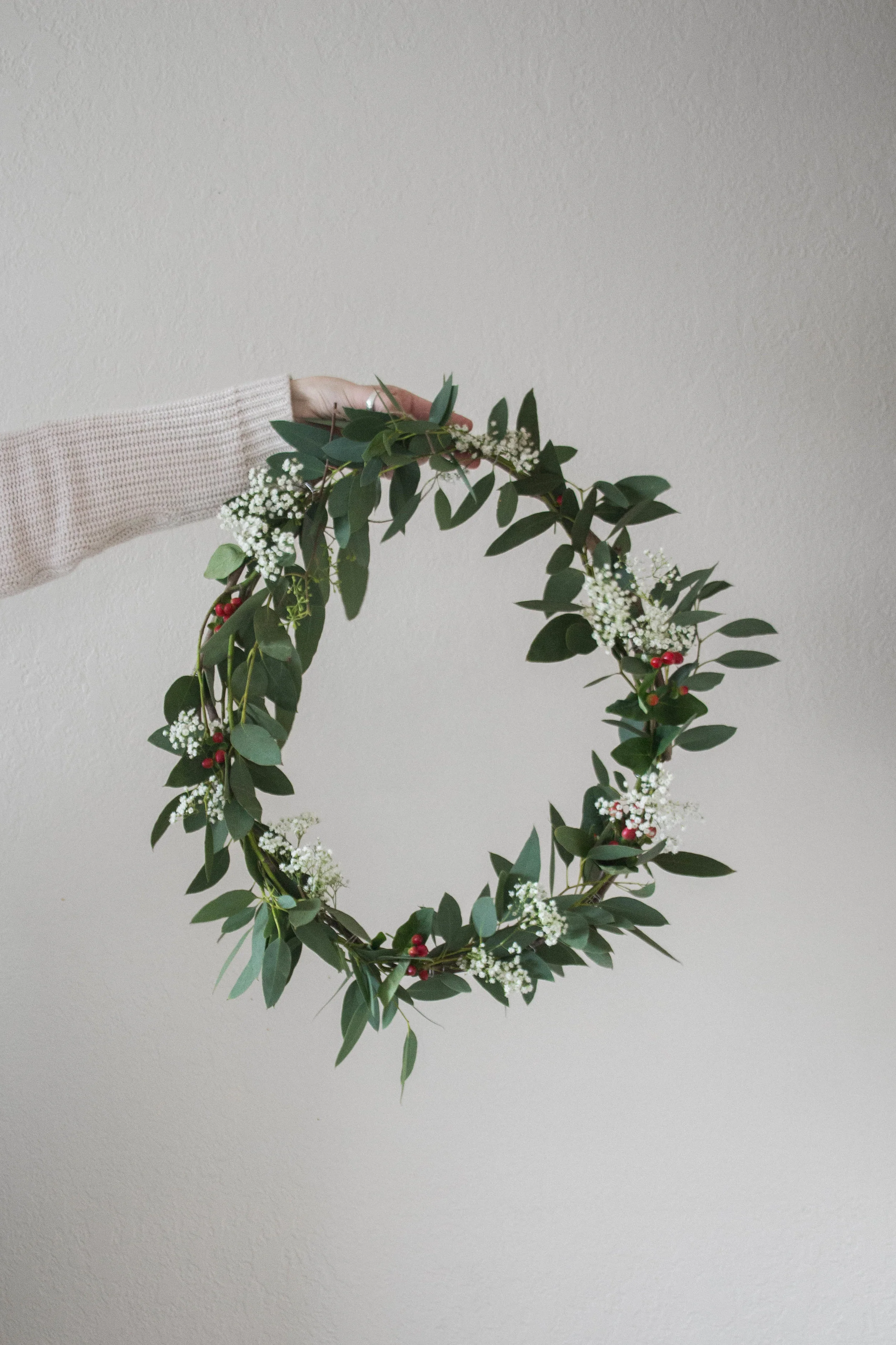 DIY Eucalyptus and Berry Holiday Wreath