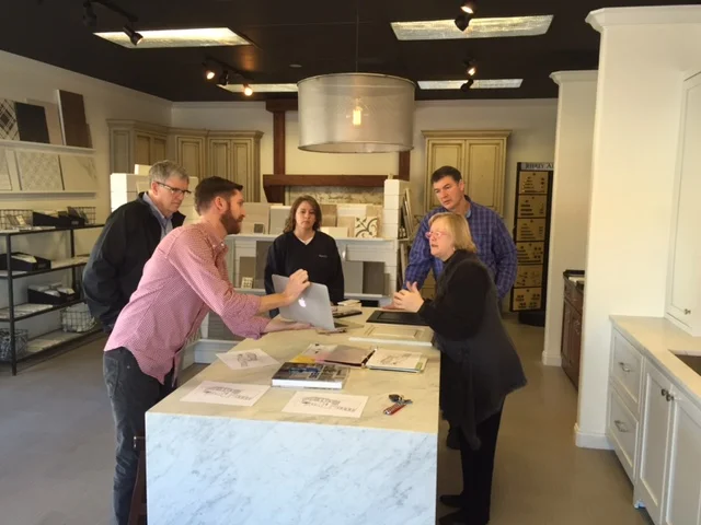 Client orientation at needco Cabinet's homewood, Al SHOWROOM