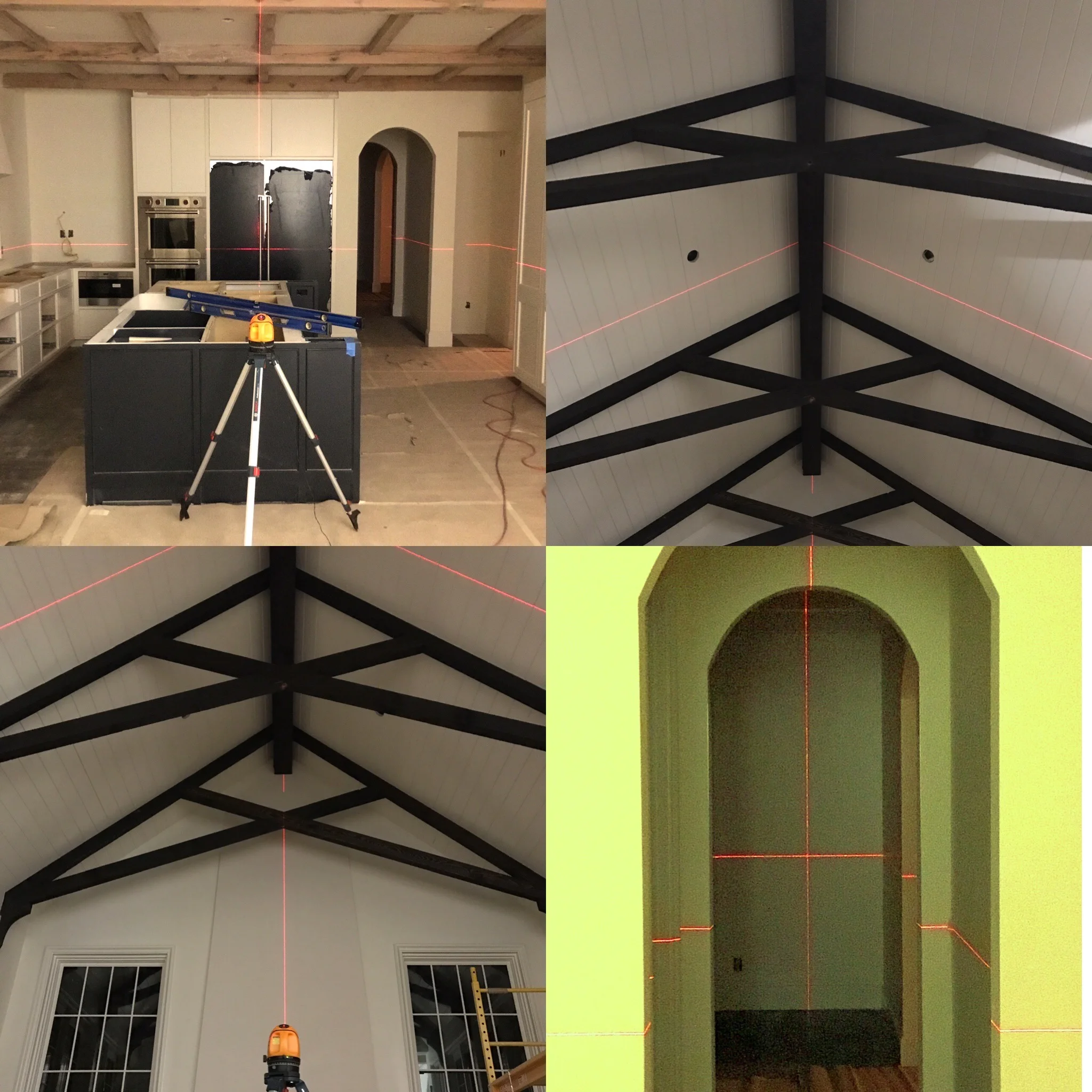 Precision instruments at use setting and troubleshooting architectural lines.