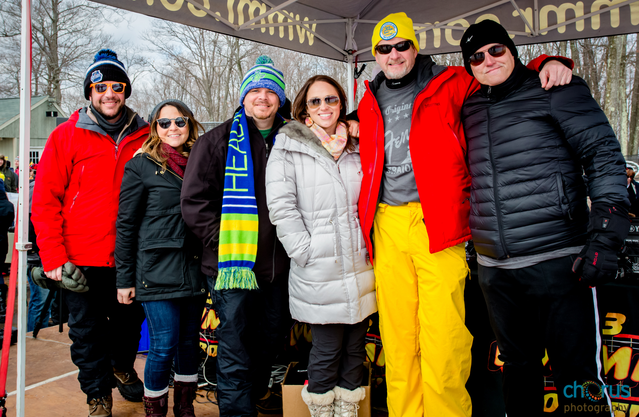 The Preston & Steve Show (from L-R) Nick McIlwain, Marisa Magnatta, Casey Foster, Kathy Romano, Preston Elliot & Steve Morrison.