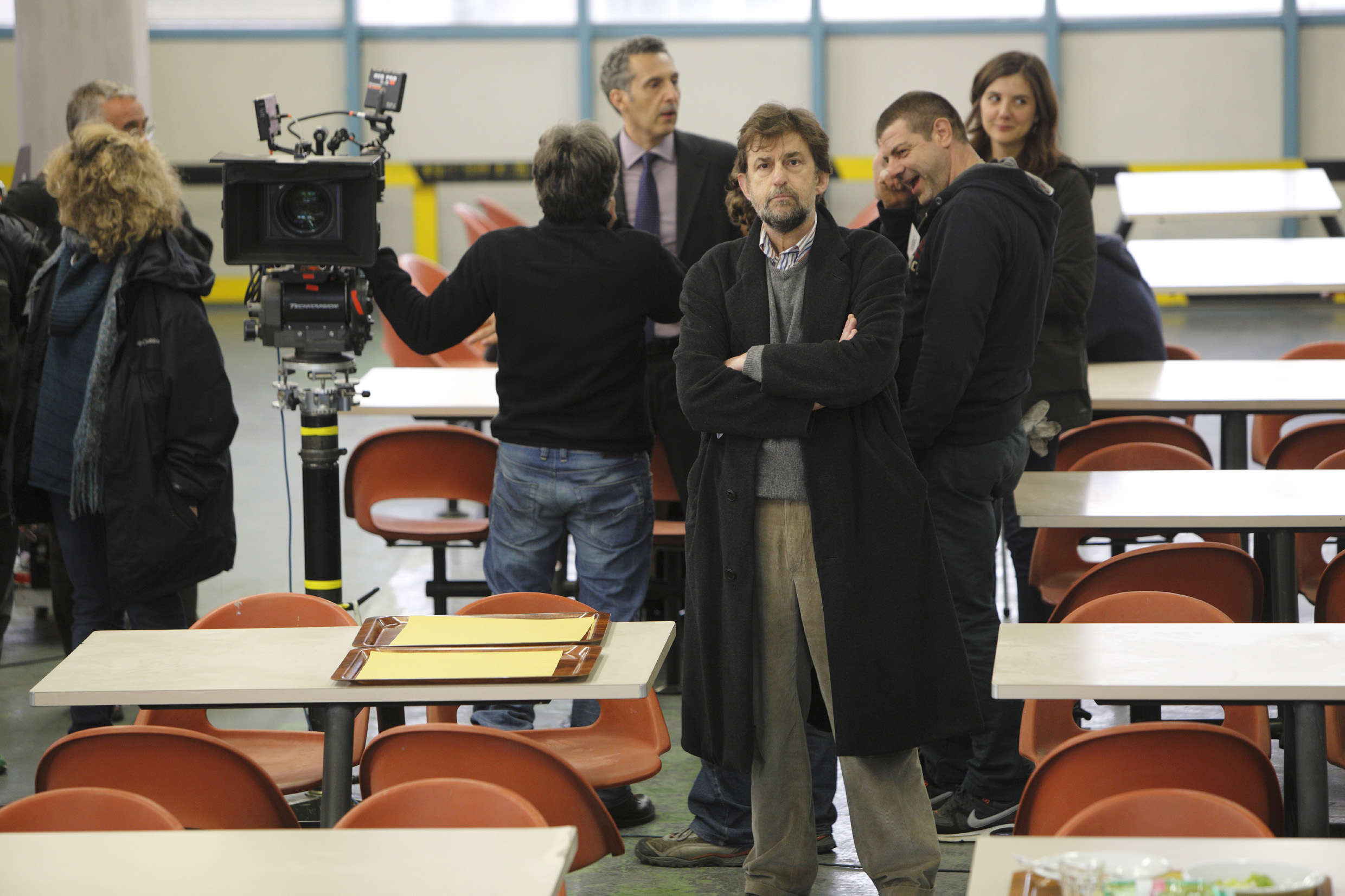 Nanni Moretti reflects on set.
