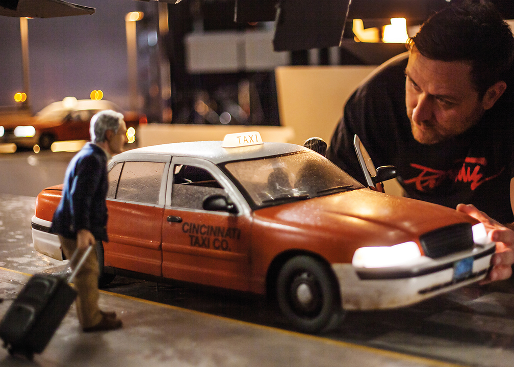 A taxi in the world of Anomalisa , in which every character and prop was recreated at 1/6 of its real-life size. 