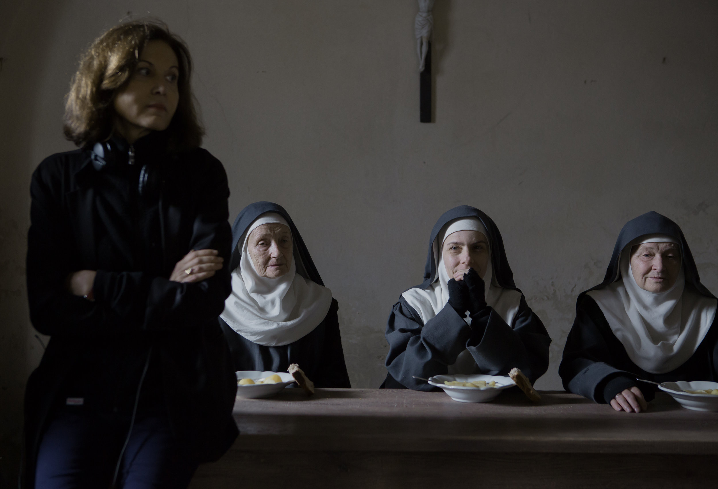 Director Anne Fontaine on the set of The Innocents