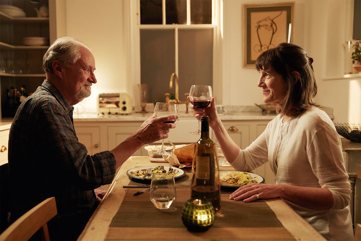 Harriet Walter opposite Jim Broadbent in The Sense of An Ending , 2016