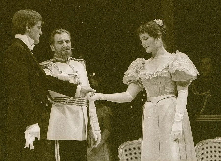 Harriet Walter as Helena in All's Well That Ends Well , directed by Trevor Nunn at the RSC in 1981. 