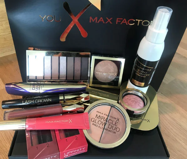 The Max Factor giveaway goody bag includes 14 best-selling products